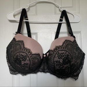 Cacique black and pink lace boost bra 42DDD